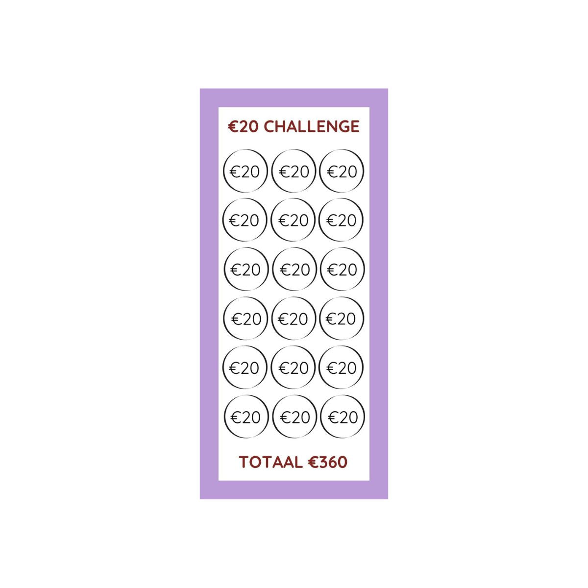 A7 Spaarchallenge 20 euro