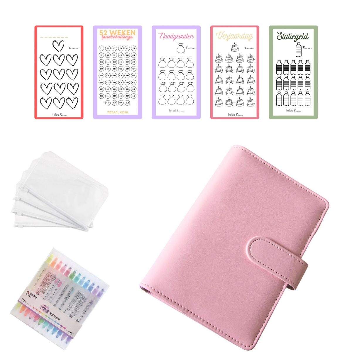 A6 Budget Binder Startset zacht roze