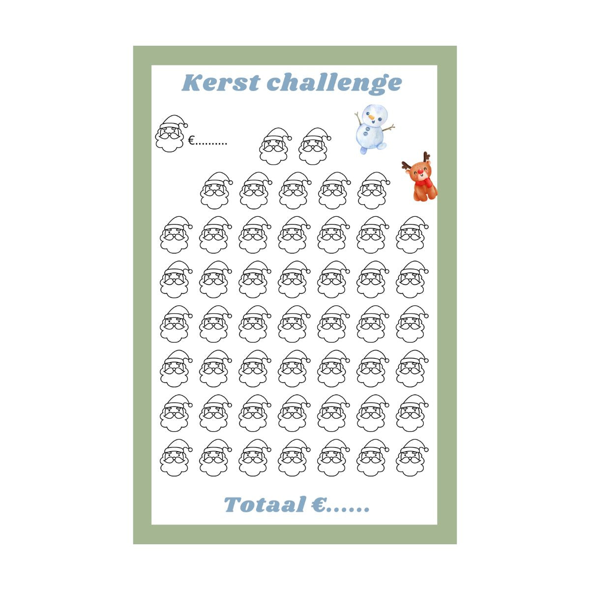 A5 spaarchallenge kerst