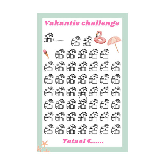 A5 spaarchallenge vakantie