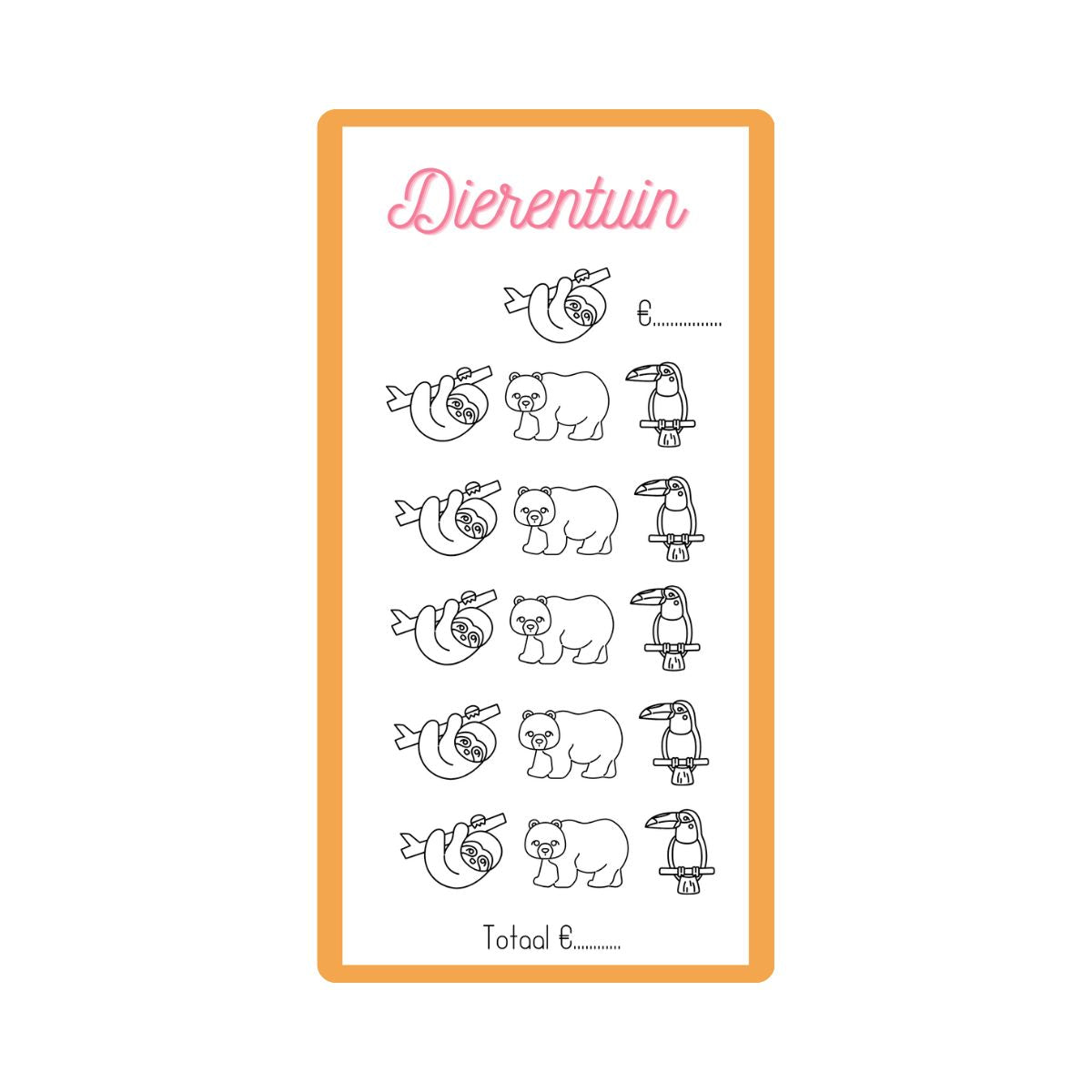 Spaarchallenge dierentuin - Budget Binder