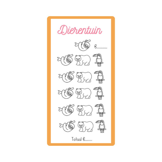 Spaarchallenge dierentuin - Budget Binder