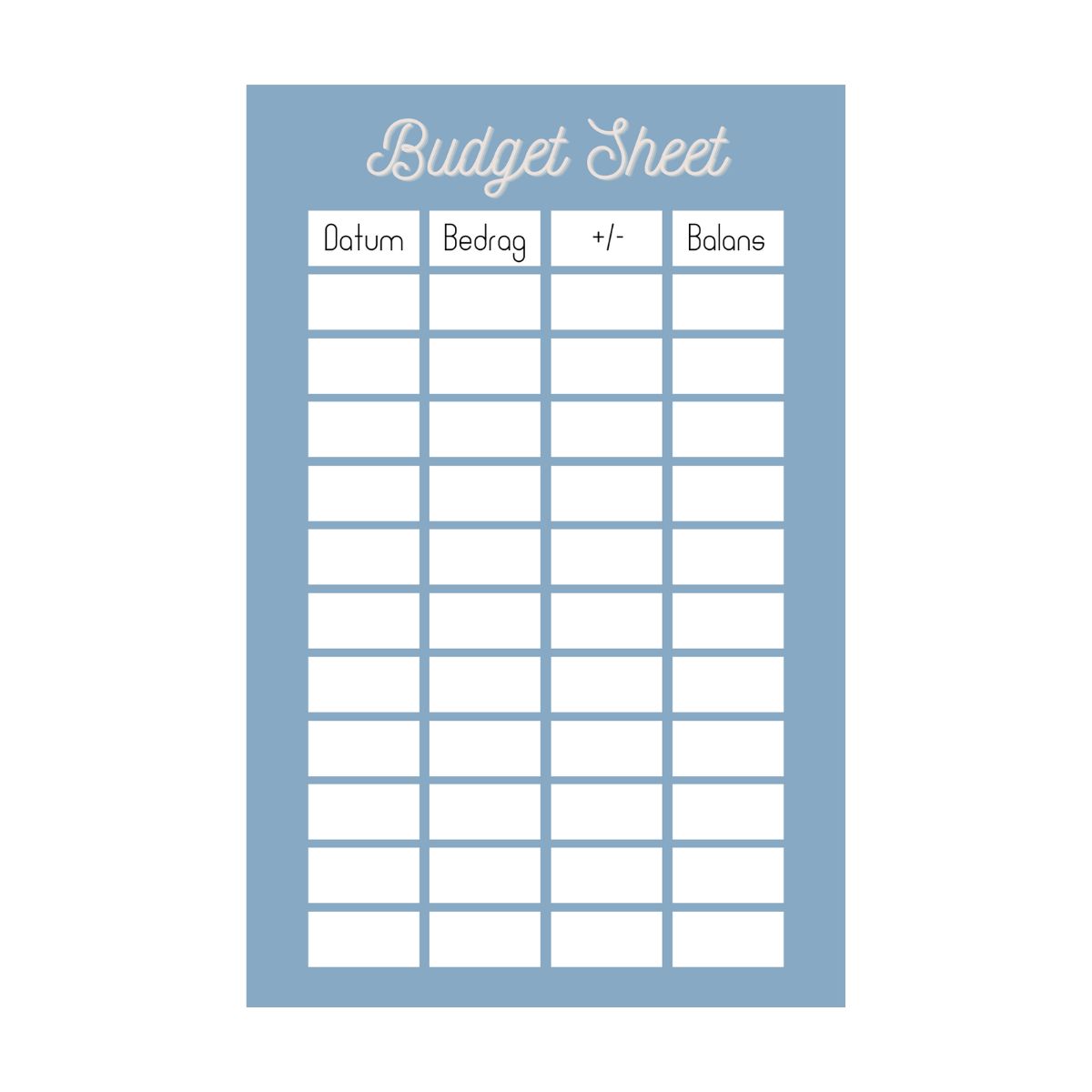 A5 budget sheet blauw - Budget Binder