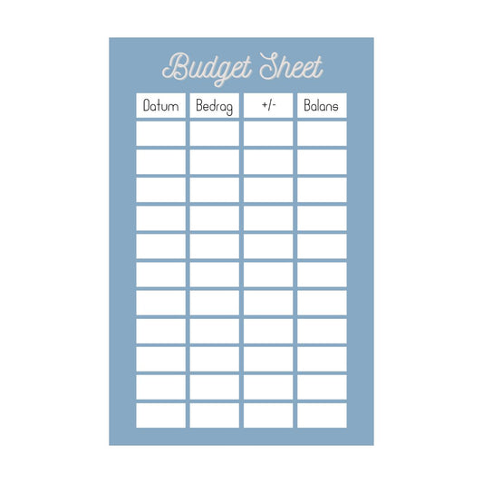 A5 budget sheet blauw - Budget Binder