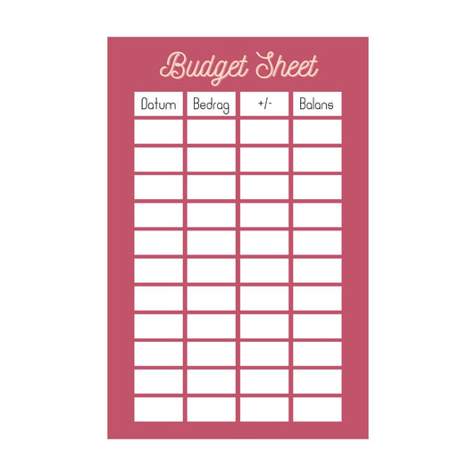 A5 budget sheet roze - Budget Binder