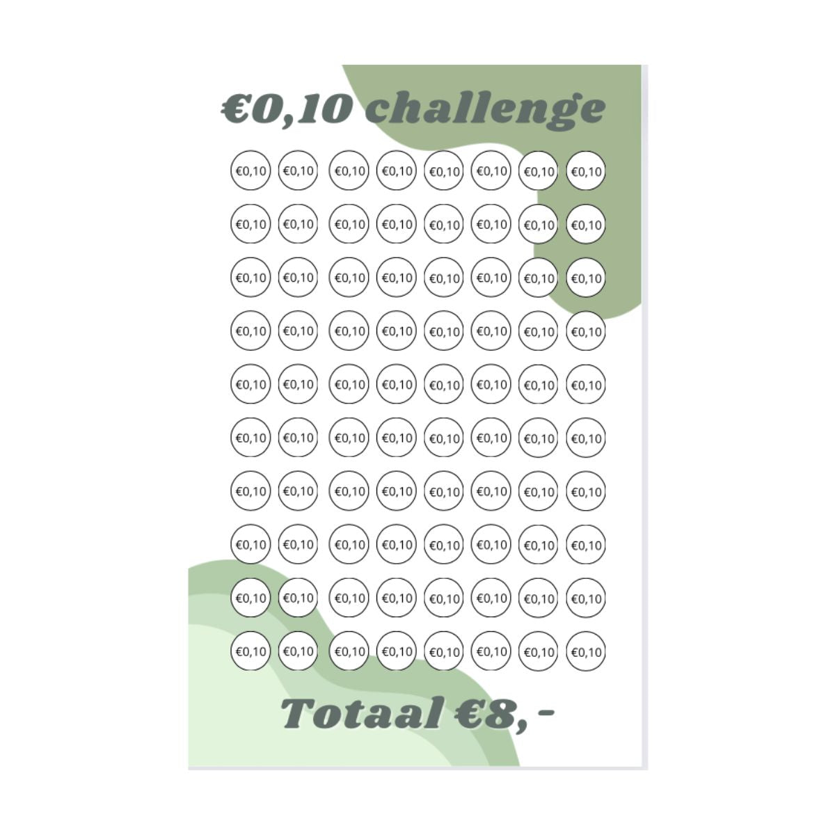 A5 Spaar challenge 10 cent - Budget Binder