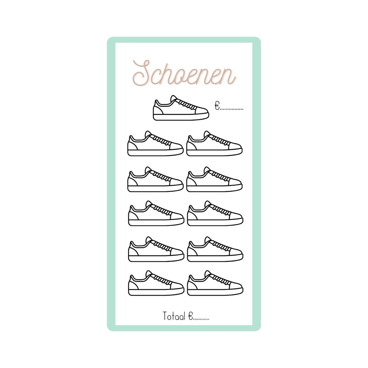 Spaarchallenge schoenen - Budget Binder