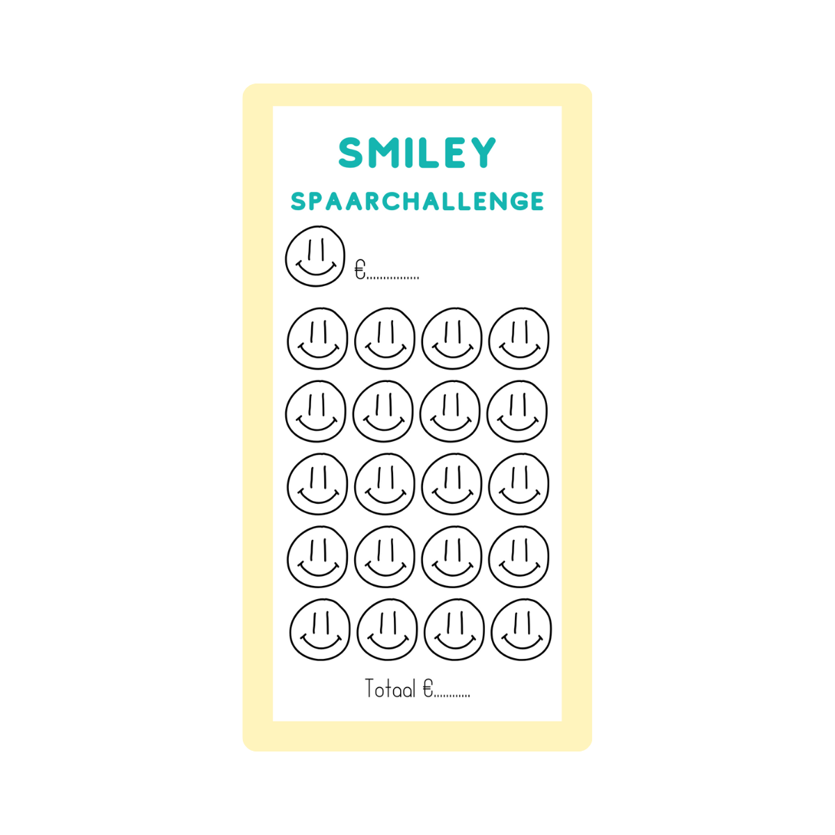 Kids Spaar challenge smiley - Budget Binder