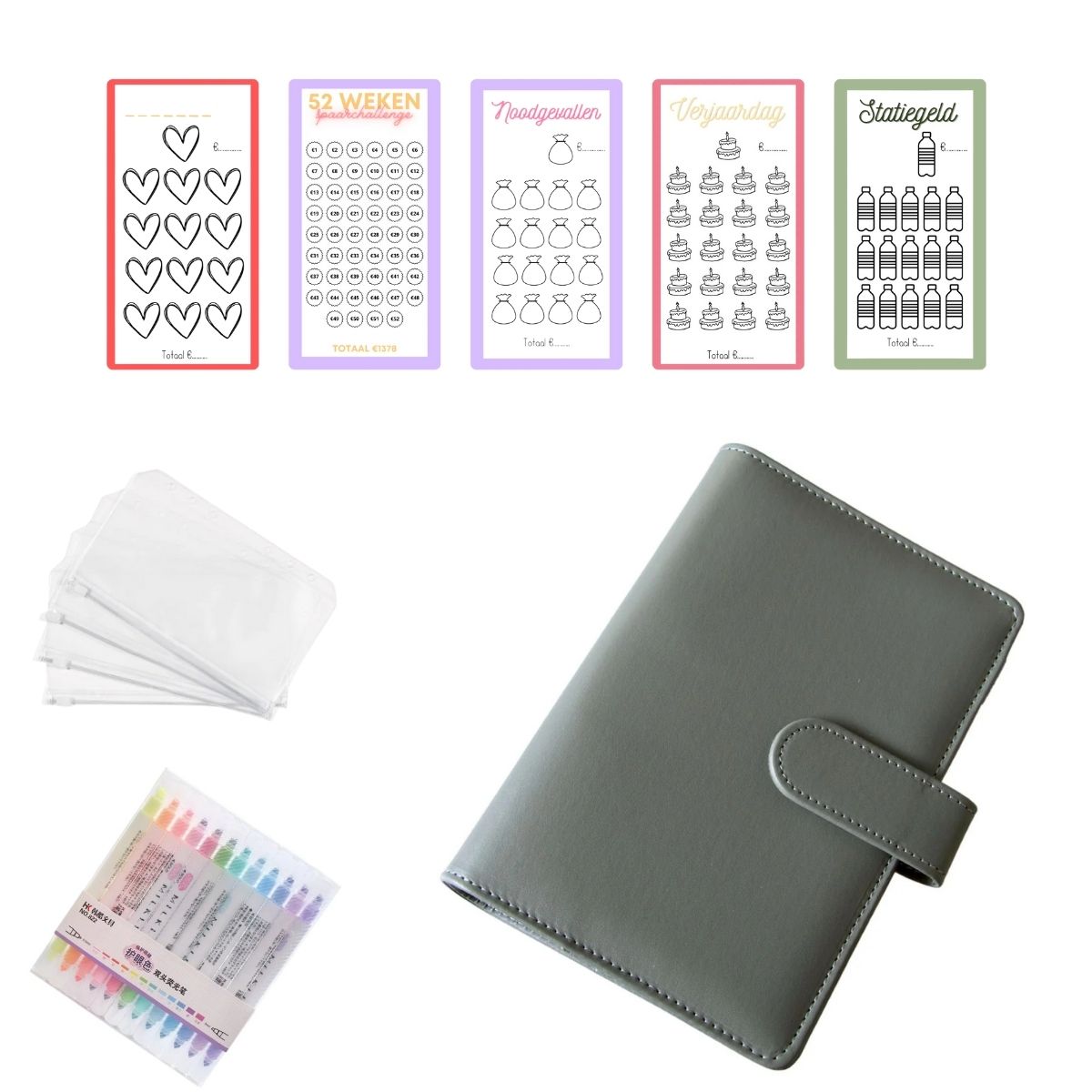 A6 Budget Binder Startset grijs