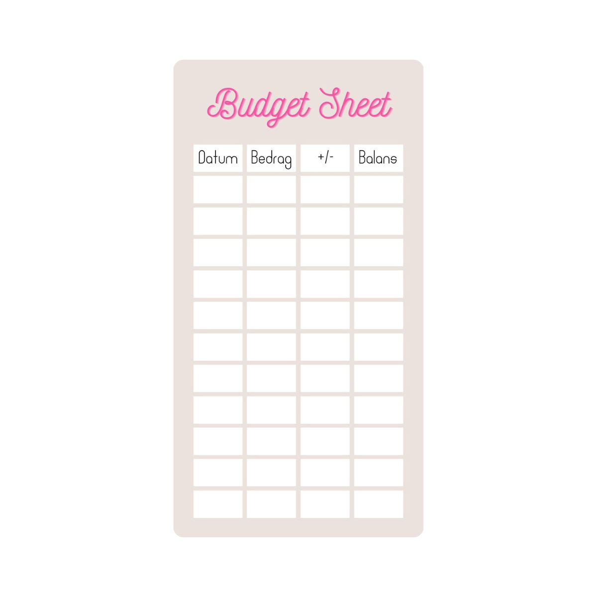 A6 Budget sheet roze - Budget Binder