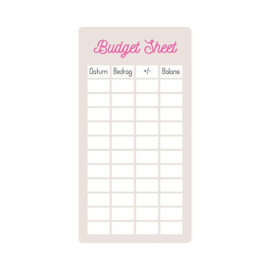 A6 Budget sheet roze - Budget Binder