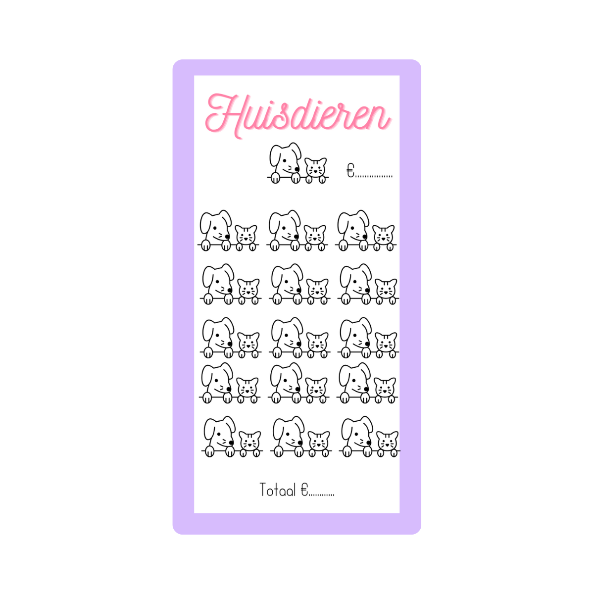 Spaar challenge huisdieren - Budget Binder