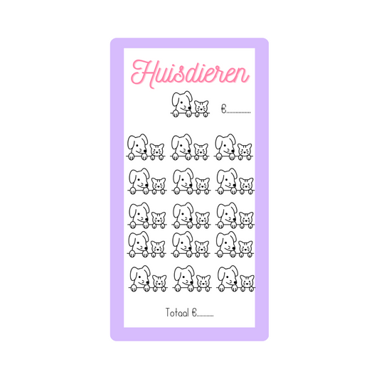 Spaar challenge huisdieren - Budget Binder