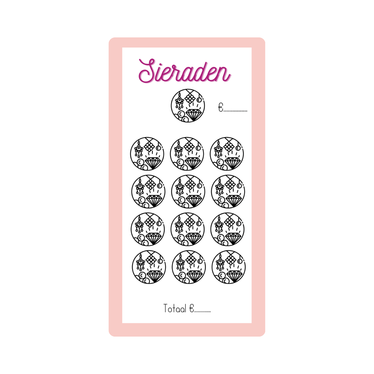 Spaar challenge sieraden - Budget Binder