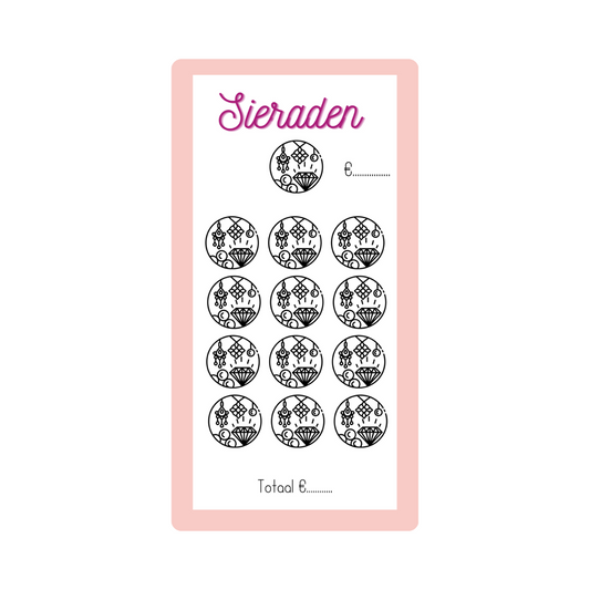 Spaar challenge sieraden - Budget Binder