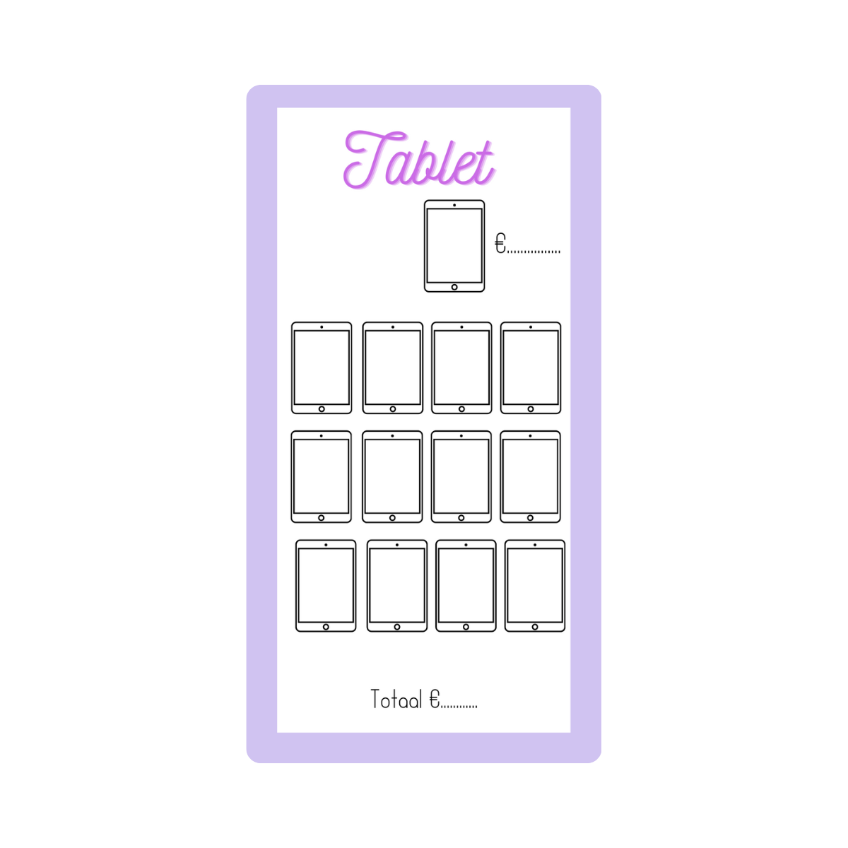 Spaar challenge tablet - Budget Binder